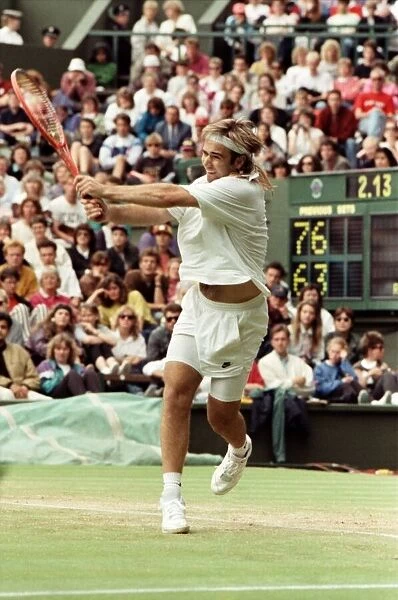 Wimbledon Tennis. Andre Agassi in action. July 1991 91-4178-059