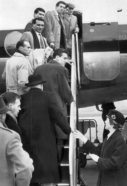 Wolverhampton Wanderers Wolves boarding the plane at Elmdon Airport for Barcelona