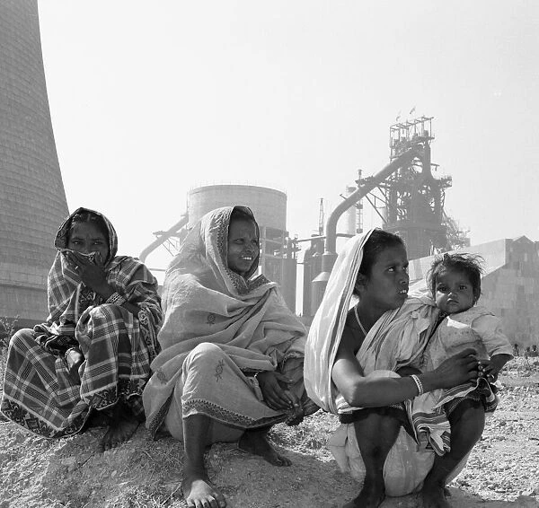 Women who work as water carriers seen here at the Durgapur steel works in West Bengal
