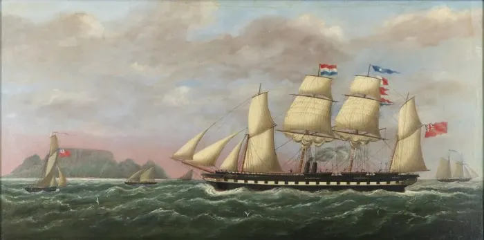 Framed Print : The SS Great Britain Print: Table Bay Harbour Scene
