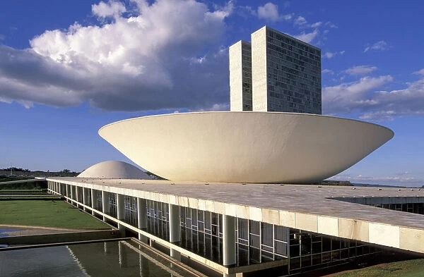 Brasilia. South America, Brasil, Brasilia; National Congress Building by Oscar Niemeyer;
