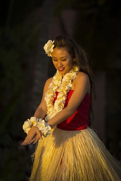 Oahu. USA, Hawaii, Oahu, Honolulu, Waikiki, hula girl