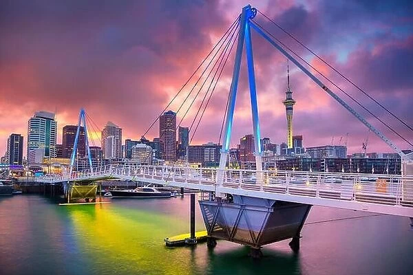 Auckland. Cityscape image of Auckland skyline, New Zealand during sunrise