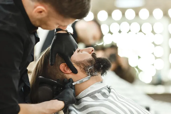 Framed Print : Barber making beard form Print Framed Print : Barber making beard form Print