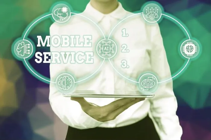 Framed Print : Mobile Service Print - Lady Standing with Tablet Framed Print : Mobile Service Print - Lady Standing with Tablet
