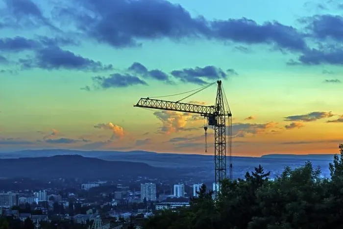 Framed Print : Construction Crane Sunset Print Framed Print : Construction Crane Sunset Print