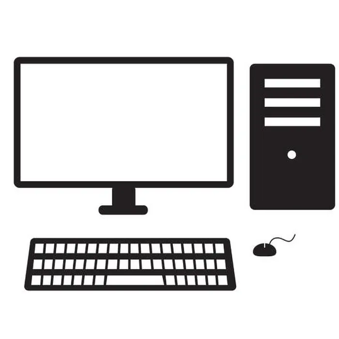 Framed Print : Flat Style Desktop Computer Print on White Background
