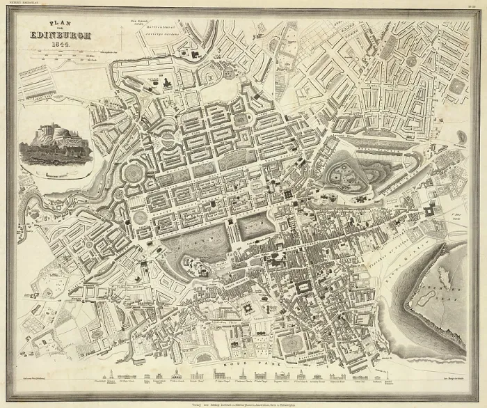 Framed Print : Edinburgh Old Map Print, Vintage City Plan Framed Print : Edinburgh Old Map Print, Vintage City Plan