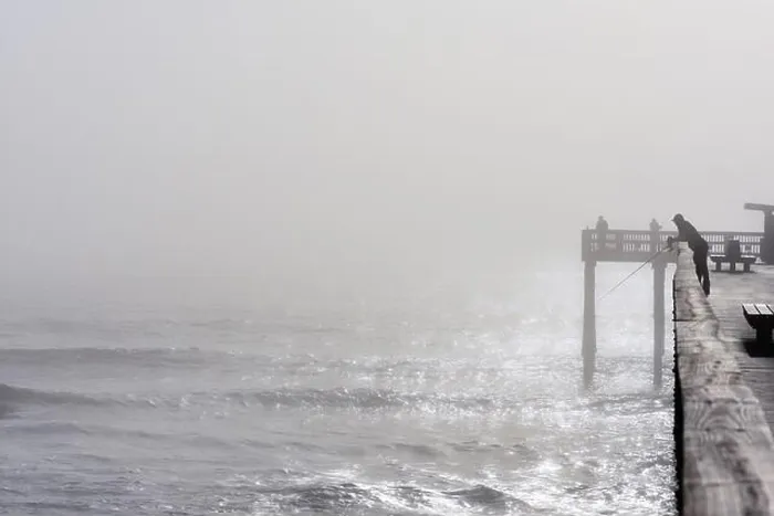 Framed Print : Fog Over Ocean and Pier Print Framed Print : Fog Over Ocean and Pier Print