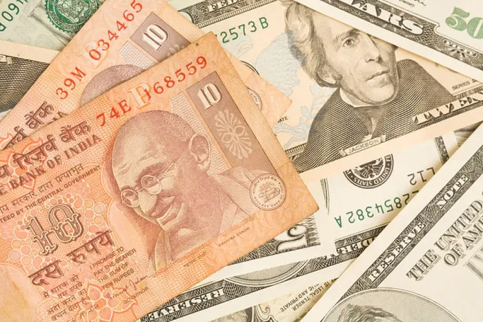 Framed Print : Indian Rupee Notes on Top of Dollar Bills Print Framed Print : Indian Rupee Notes on Top of Dollar Bills Print