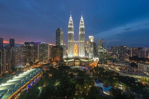 Kuala Lumpur skyline and skyscraper at night in Kuala Lumpur, Malaysia