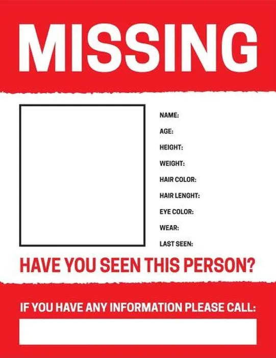 Framed Print : Missing Person Poster Print Framed Print : Missing Person Poster Print