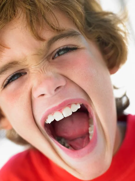 Framed Print : Portrait of Boy Shouting Print