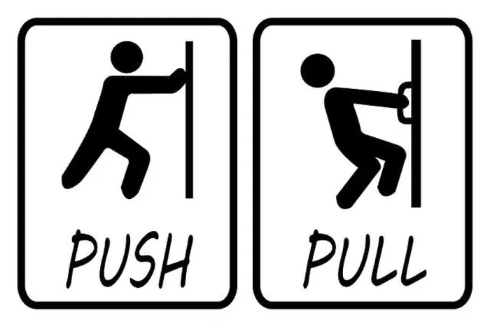 Framed Print : Pull Push Door Sign Print Framed Print : Pull Push Door Sign Print