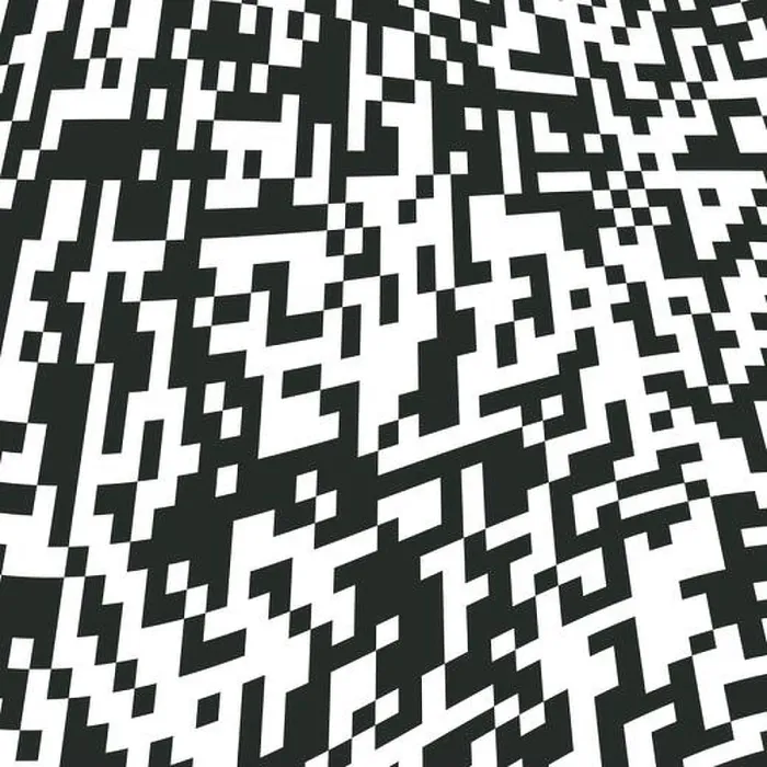 Framed Print : Black and White Pixel Noise QR Code Print