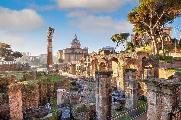 Rome, Italy at the Foro di Cesare in the morning