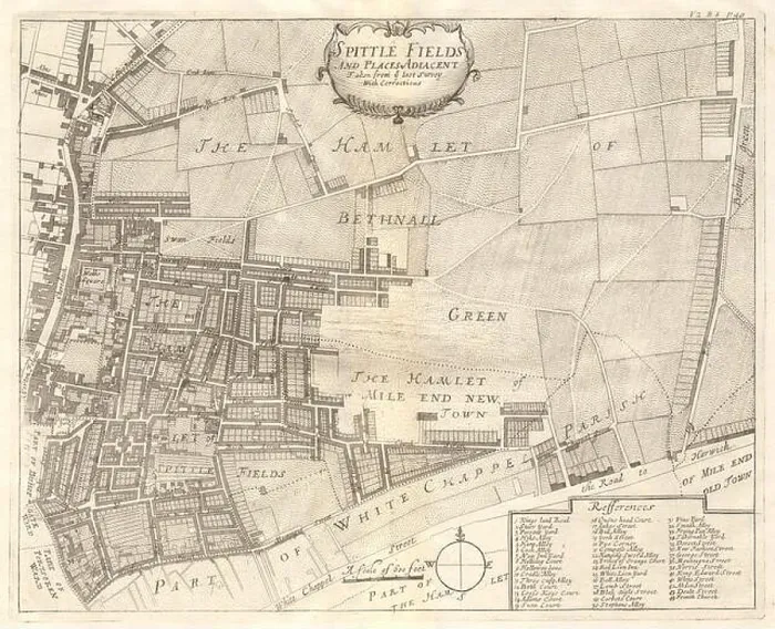 Framed Print : Spitalfields & Adjacent Places Print 1720 Framed Print : Spitalfields & Adjacent Places Print 1720