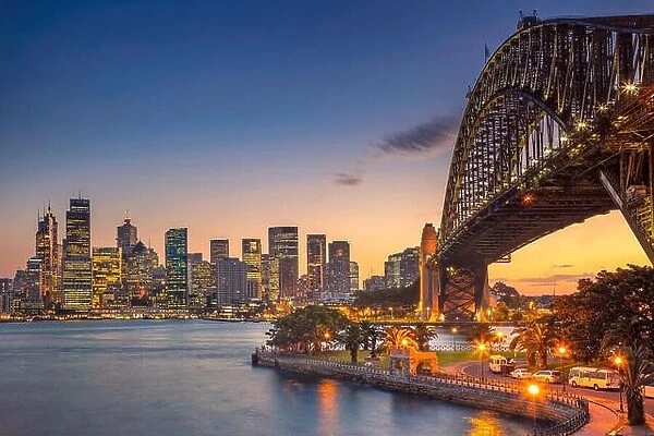 Sydney. Cityscape image of Sydney, Australia with Harbour Bridge during summer sunset