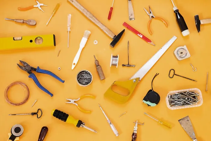 Framed Print : Tools Collection Print on Yellow Background Framed Print : Tools Collection Print on Yellow Background