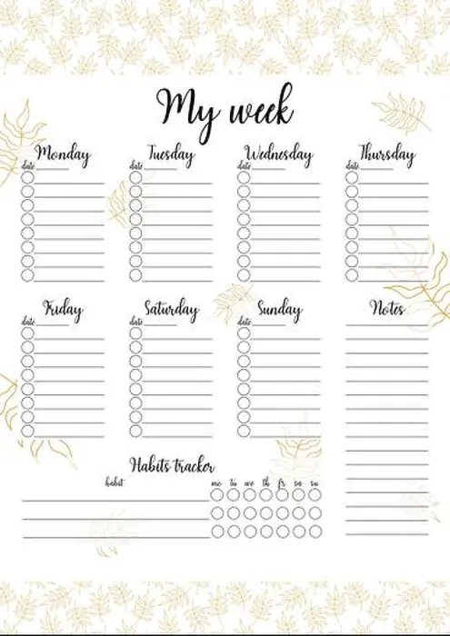 Framed Print : Printable Weekly Planner Template Framed Print : Printable Weekly Planner Template