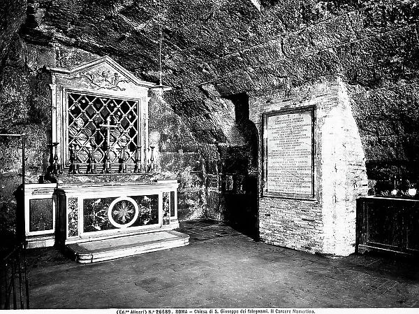 Altar and tombstones of the Marmetino Prison ( today Chapel of St. Peter in Prison ), found under the Church of St. Joseph of the Carpenters in Rome, Lazio