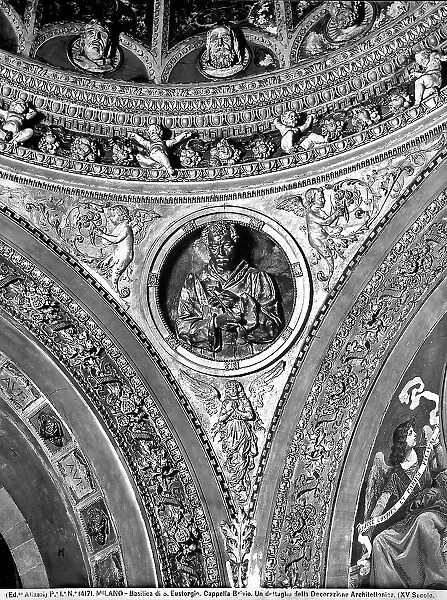 Detail of architectonic decoration, in the Brivio Chapel of the Church of Sant'Eustorgio in Milan, Lombardy