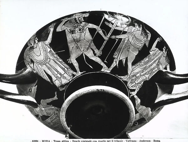 Attic cup with Hercules and Apollo contending for a tripod preserved in the Gregorian Etruscan Museum, Vatican City