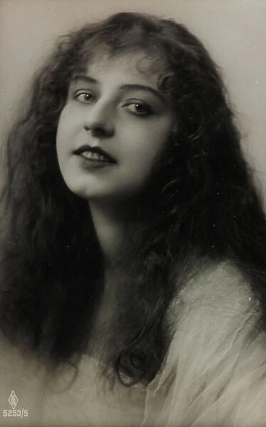 Close up of a young woman, postcard