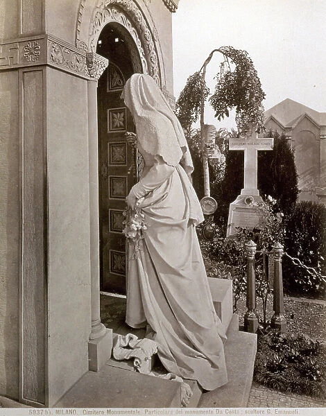 Detail of the Costa Monument in the Monumental Cemetery in Milan