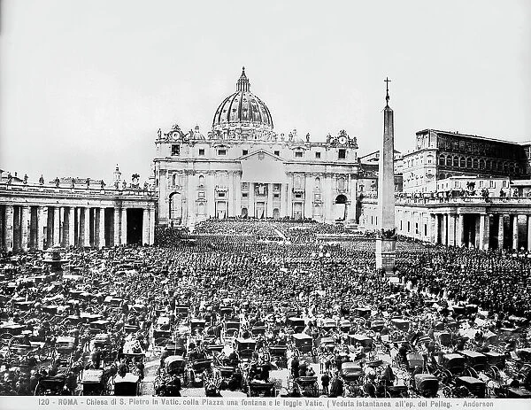 Crowd in St. Peter's Square during the blessing 'Urbi et Orbi' by Pope Pius IX
