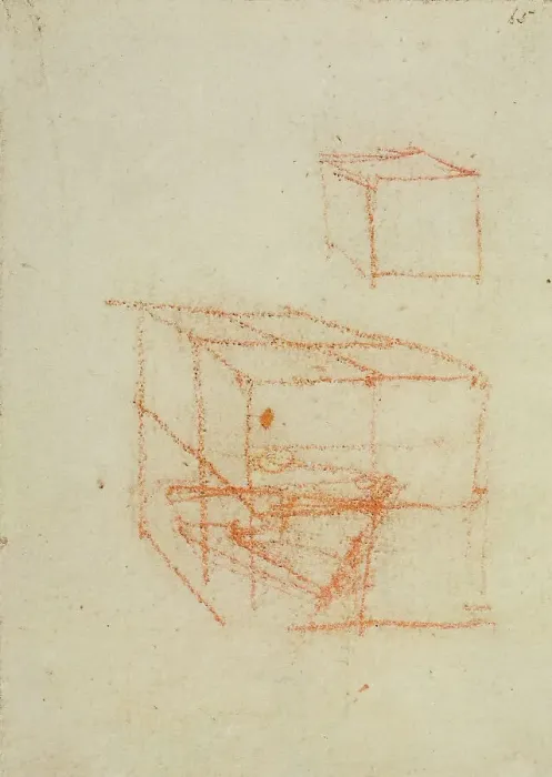 Framed Print : A cube, drawing from the Codex Forster III, c.65r, by Leonardo da Vinci, housed in the Victoria and Albert Museum, London Framed Print : A cube, drawing from the Codex Forster III, c.65r, by Leonardo da Vinci, housed in the Victoria and Albert Museum, London