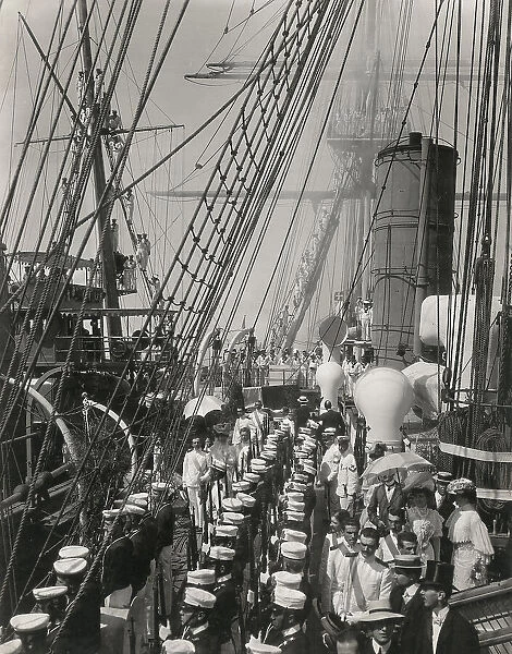 'Delivery of the flags to the cruisers Agordat and Coatit aboard the Amerigo Vespucci - Livorno 15 August 1905'