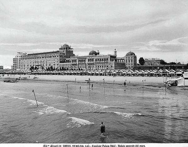 The Excelsior Palace Hotel at the Lido of Venice, seen from the sea