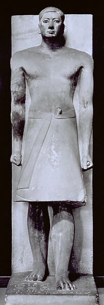 Frontal view of an egyptian sculpture of Ranofer, dating to the 5th dynasty. The sculpture is in the Museum of Cairo, in Egypt