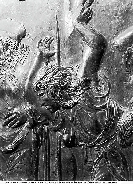 Grieving Christ's death; crying women; Donatello's pulpit, Basilica of San Lorenzo, Florence