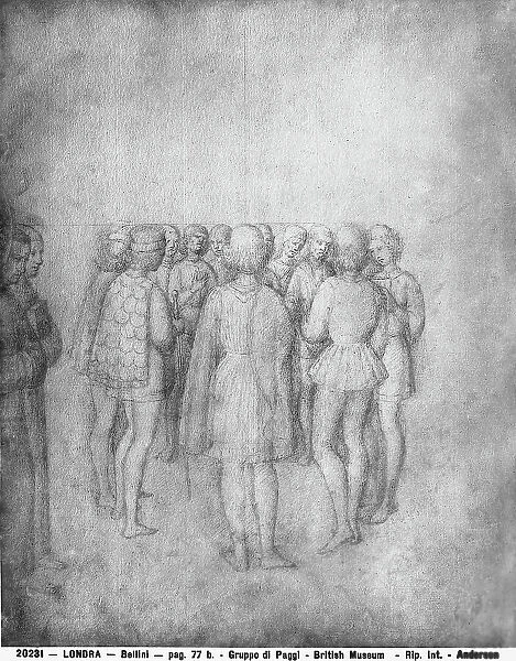 Group of pageboys. Drawing by Jacopo Bellini, in the British Museum in London
