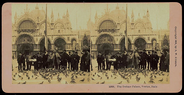 Group portrait in Piazza S. Marco in Venice; Stereoscopic photograph