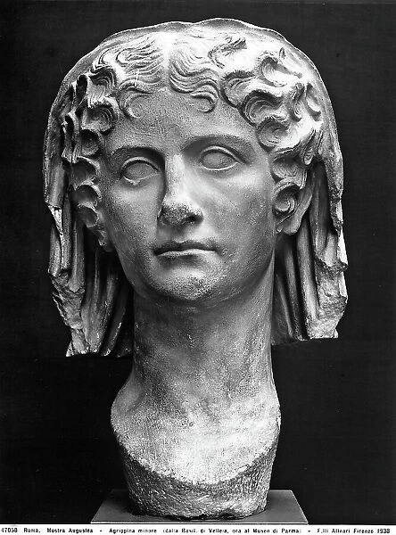 Head of Agrippina the Younger exhibited at the 1937-1938 Mostra Augustea in Rome, now at the Archeological Museum in Parma from the Basilica in Velleia