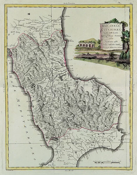 Hither Calabria, engraving by G. Zuliani taken from Tome II of the 'Newest Atlas' published in Venice in 1783 by Antonio Zatta, Private Collection