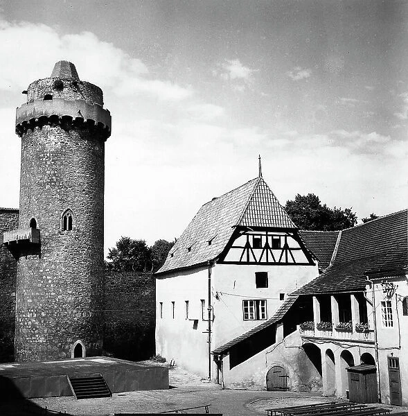 A house near a fortified tower in the Czech Republic