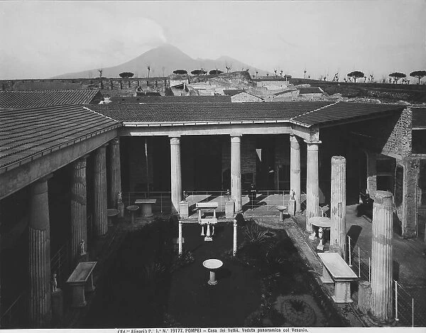 The House of the Vettii in Pompeii, with Mount Vesuvius in the background