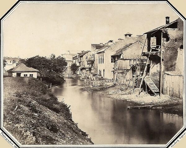 Houses along a canal of Bucharest