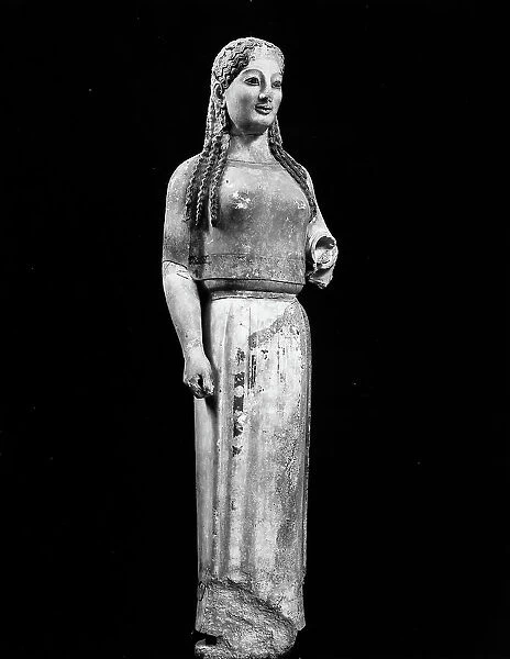 Kore with a peplum, archaic figure found in the Parthenon preserved in the Museum of the Acropolis of Athens