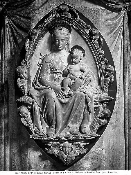Low relief of Virgin and Child in the church of Santa Croce in Florence