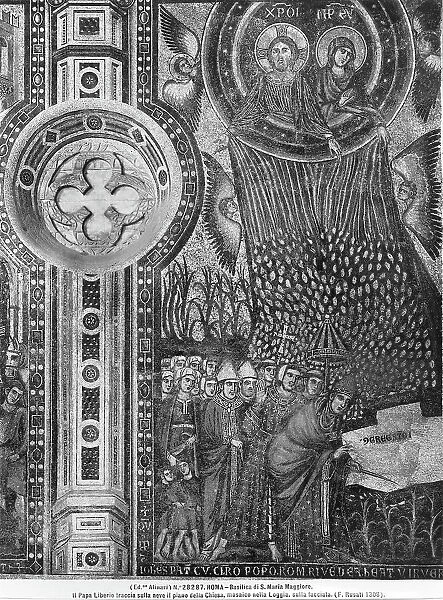 The miracle of the snow, mosaic, Filippo Rusuti (active 1297-1317 ca.), portico of the Basilica of Santa Maria Maggiore, Rome