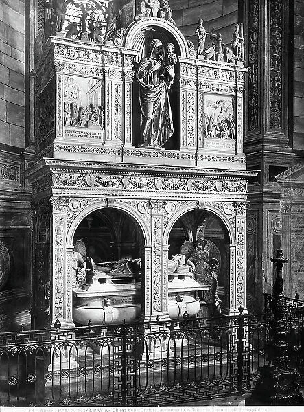 Monument to Gian Galeazzo Visconti, designed by Cristoforo Romano, Benedetto Briosco and Bernardino da Novate and located in the Carthusian monastery of Pavia