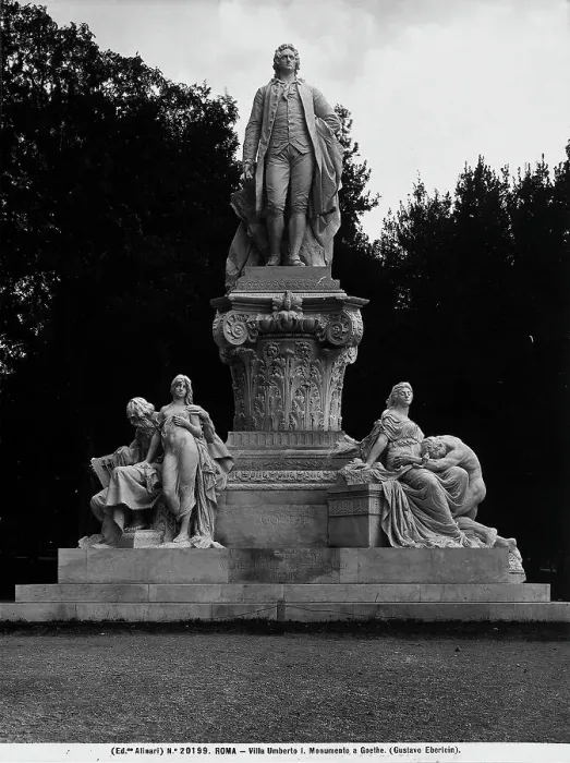 Framed Print : Monument to Goethe, work by Gustav Eberlein, in the park of Villa Borghese, Rome
