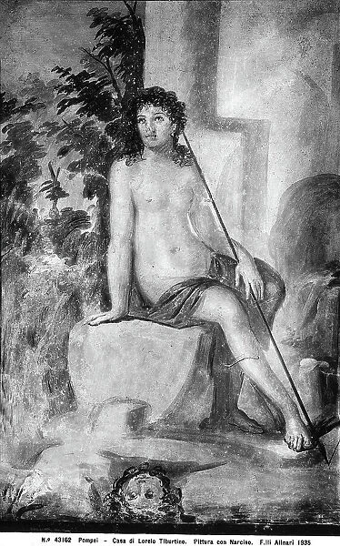 Narcissus, wall painting in the House of Octavio Quartio in Pompeii
