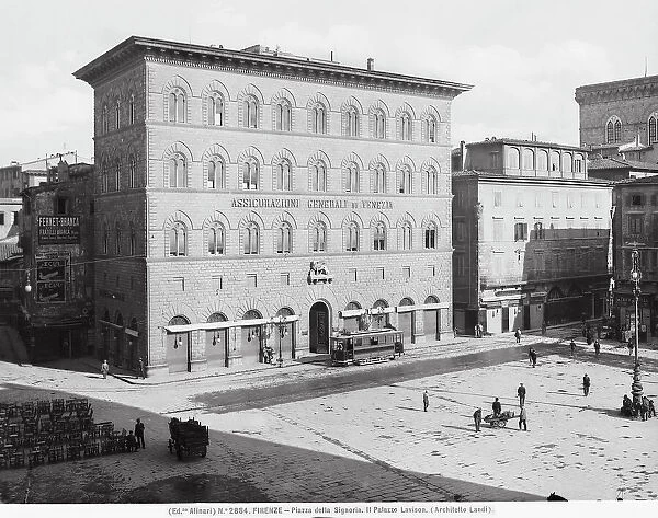 Palazzo Lavisan in piazza della Signoria in Florence. The palazzo, now center of the Assicurazioni Generali of Venice, was realized by design of engineer Giuseppe Landi
