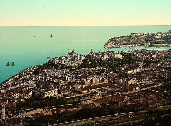 Panorama of Montecarlo and Monaco, facing the homonymous bays, in the Principality of Monaco, in France